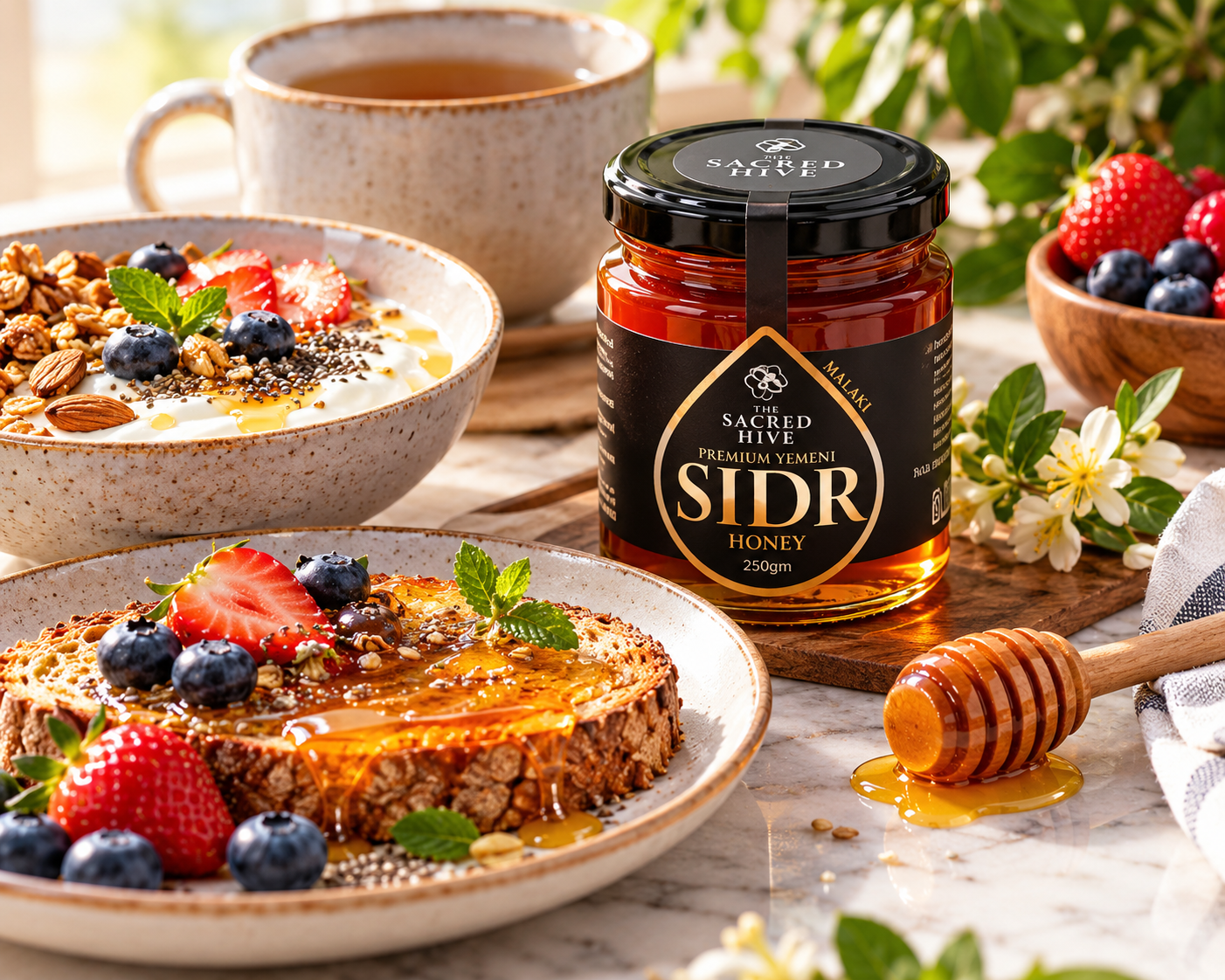 Delicious Pancakes with Honey and Berries